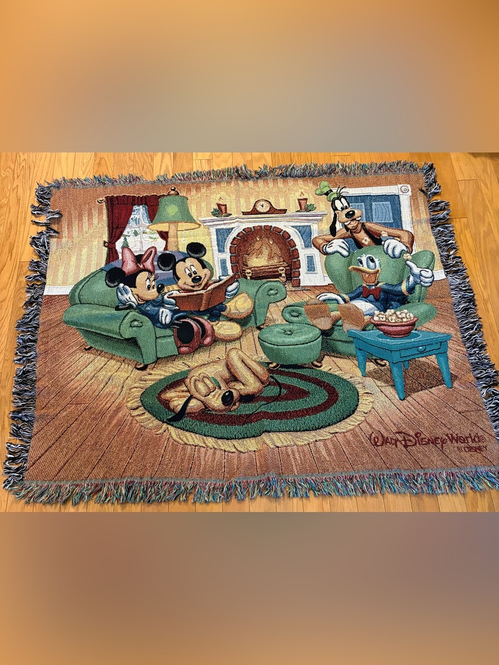 Disney Characters Woven Throw Blanket - Green Multi